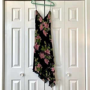 Betsy Johnson spaghetti strap asymmetrical floral 90s 00s Y2K Rory Gilmore Girls